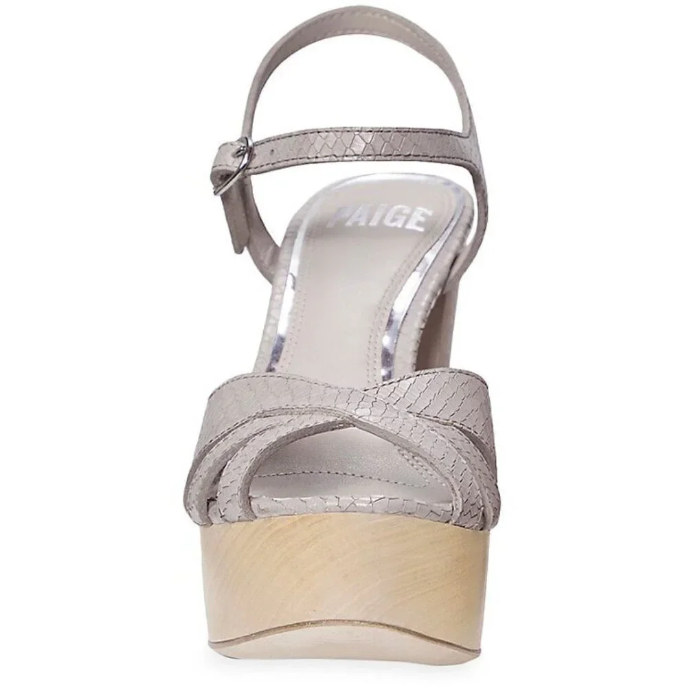 Paige Snake-Embossed Leather Platform Sandals